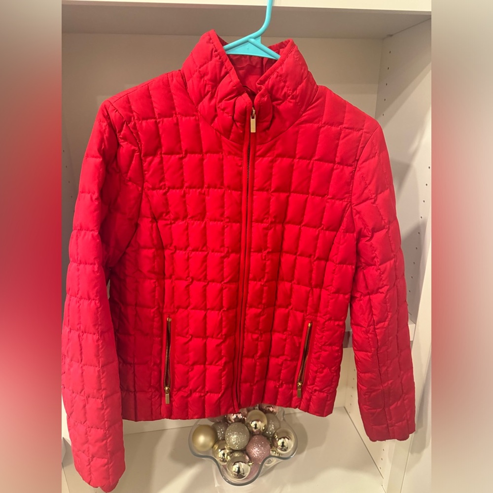 Jcrew red quilted jacket
